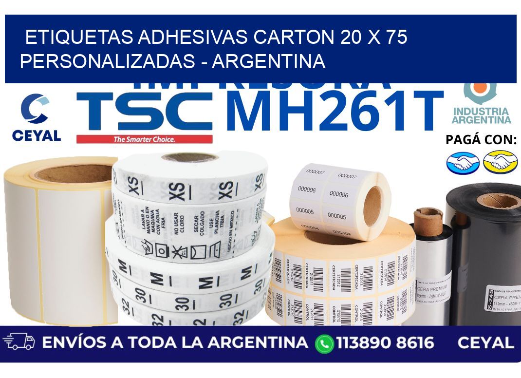 etiquetas adhesivas carton 20 x 75 personalizadas - Argentina