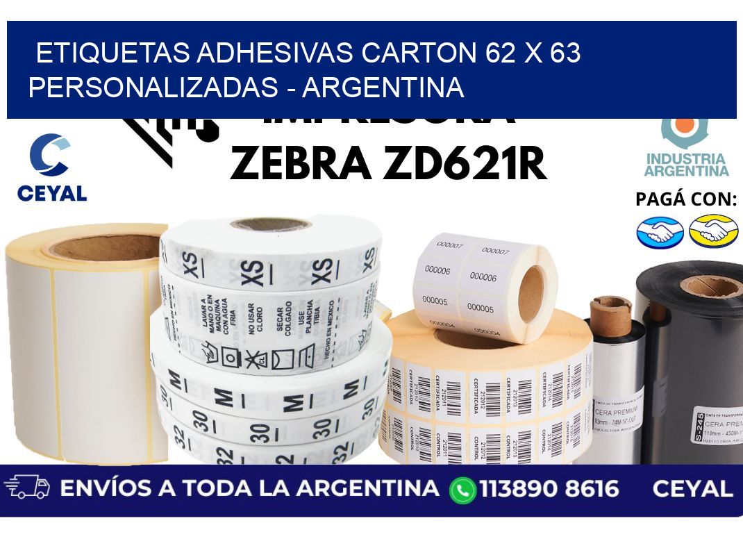 etiquetas adhesivas carton 62 x 63 personalizadas - Argentina