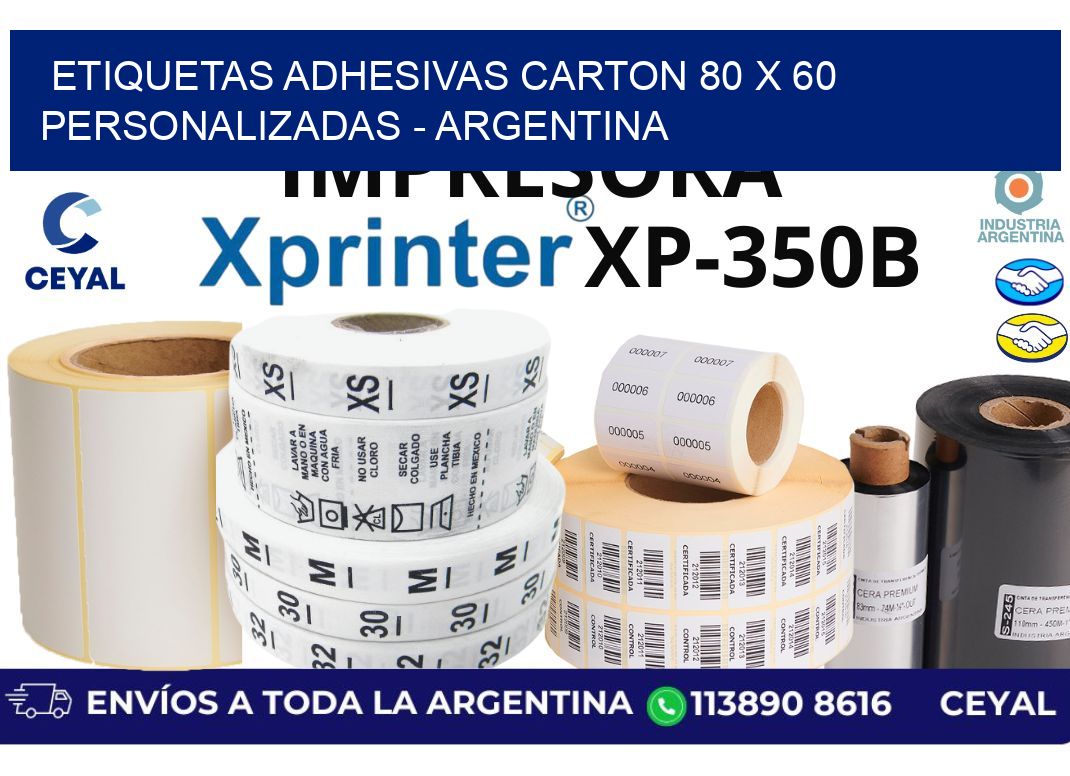 etiquetas adhesivas carton 80 x 60 personalizadas - Argentina