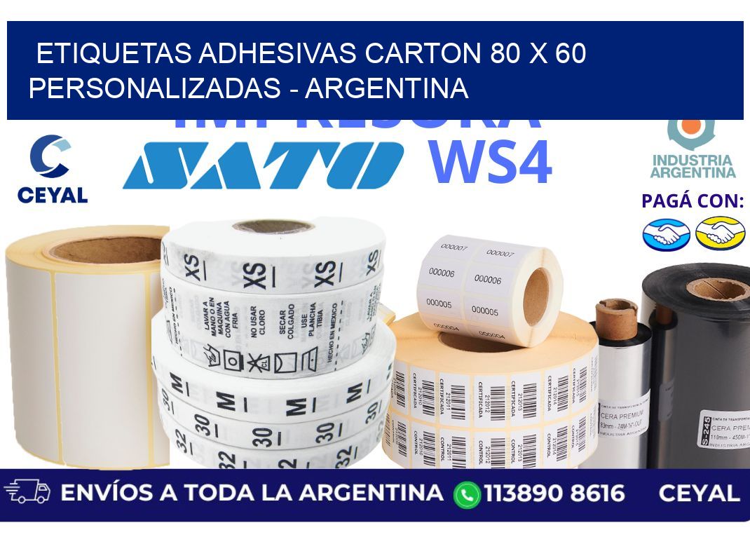 etiquetas adhesivas carton 80 x 60 personalizadas - Argentina