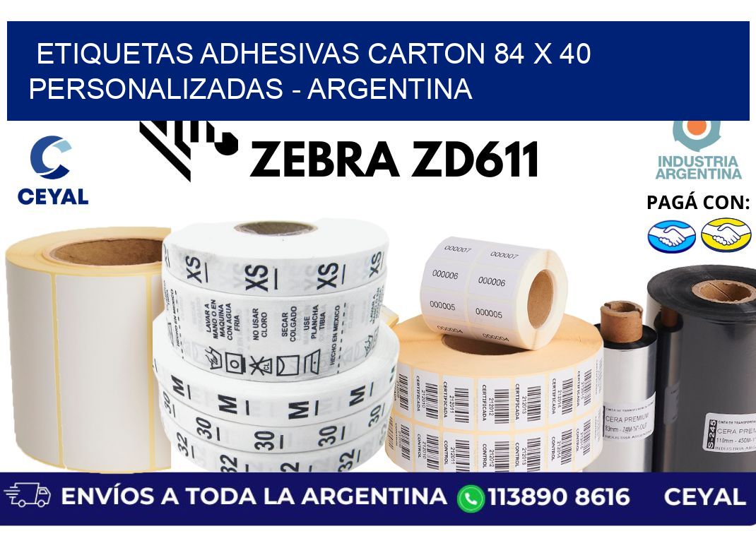etiquetas adhesivas carton 84 x 40 personalizadas - Argentina