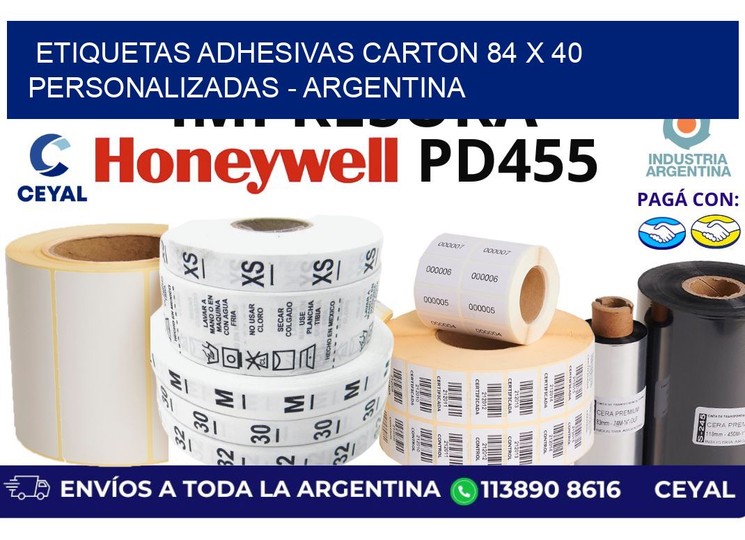 etiquetas adhesivas carton 84 x 40 personalizadas - Argentina