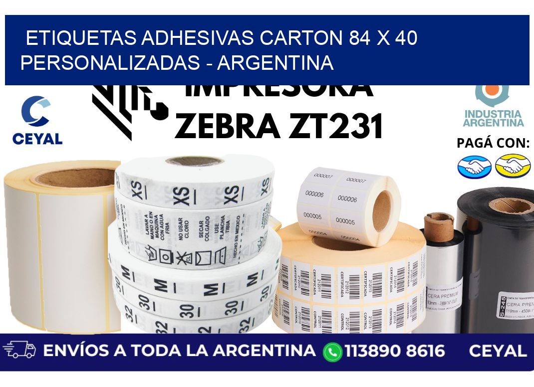 etiquetas adhesivas carton 84 x 40 personalizadas – Argentina