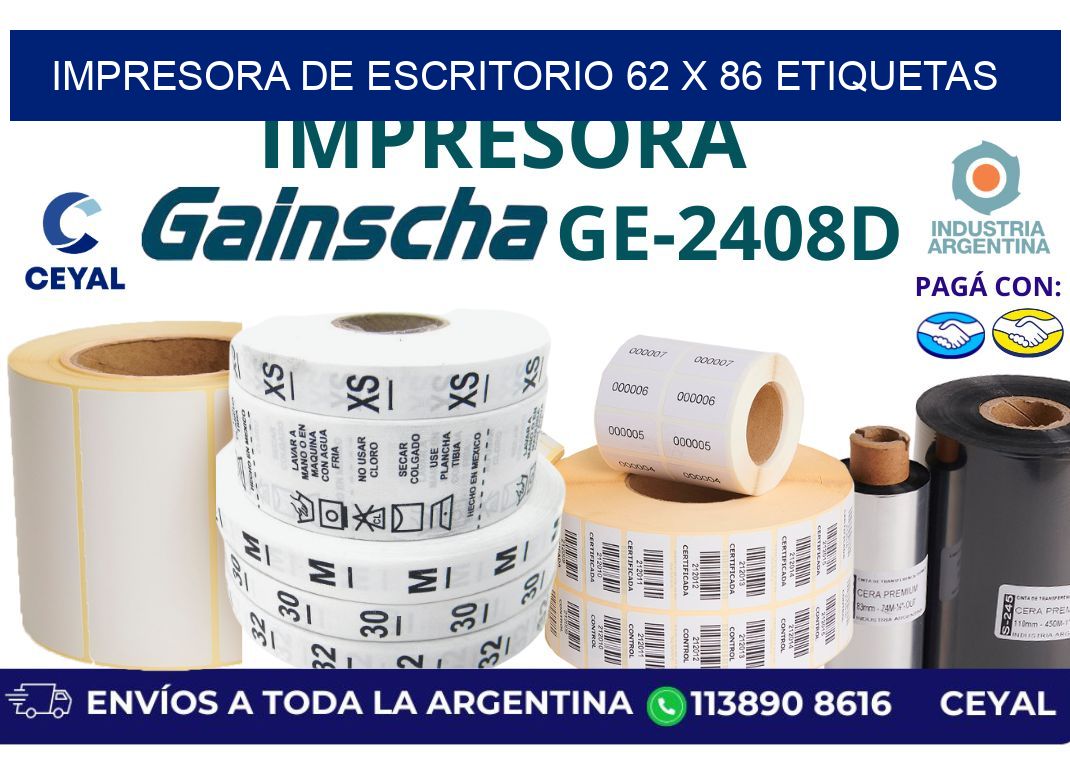 impresora de escritorio 62 x 86 etiquetas