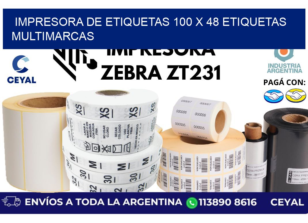 impresora de etiquetas 100 x 48 etiquetas multimarcas