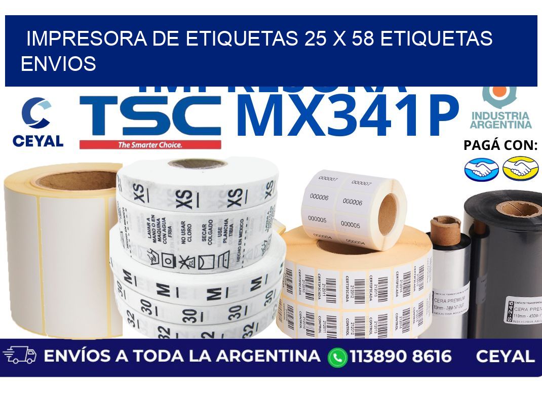 impresora de etiquetas 25 x 58 etiquetas envios