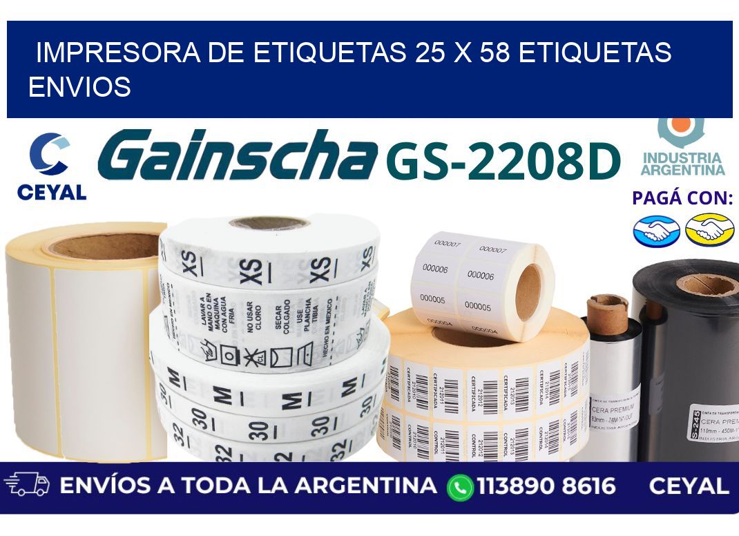 impresora de etiquetas 25 x 58 etiquetas envios