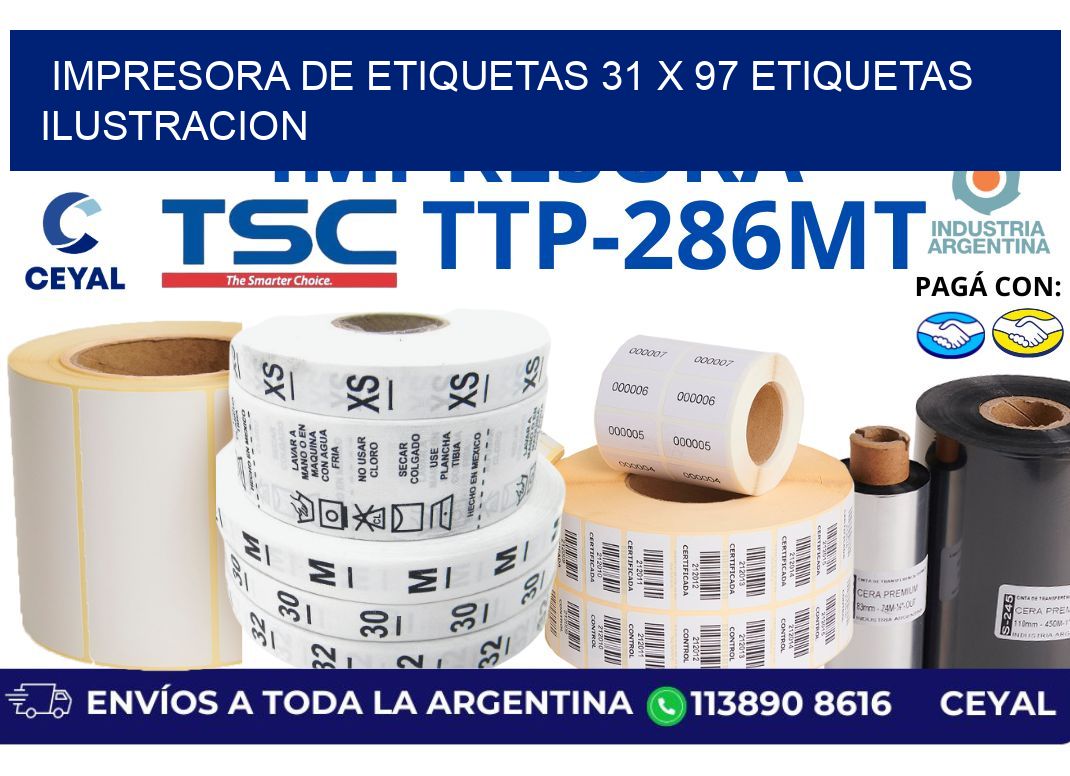 impresora de etiquetas 31 x 97 etiquetas ilustracion