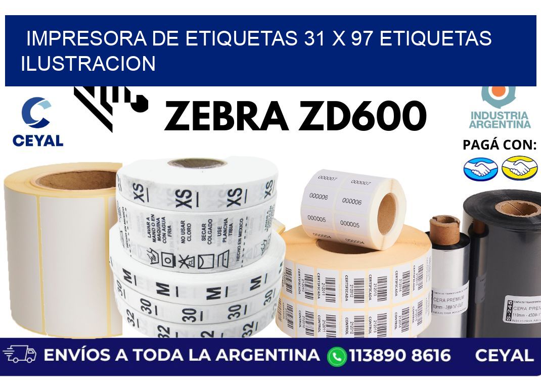 impresora de etiquetas 31 x 97 etiquetas ilustracion