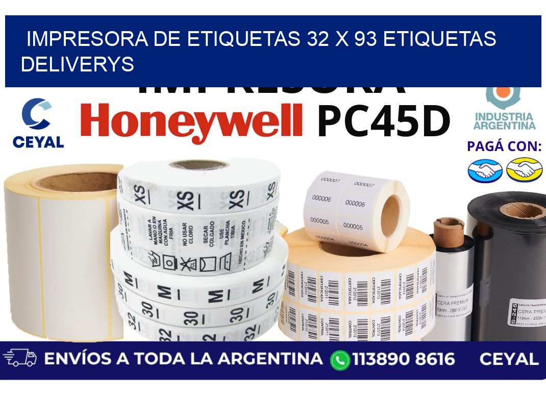 impresora de etiquetas 32 x 93 etiquetas deliverys