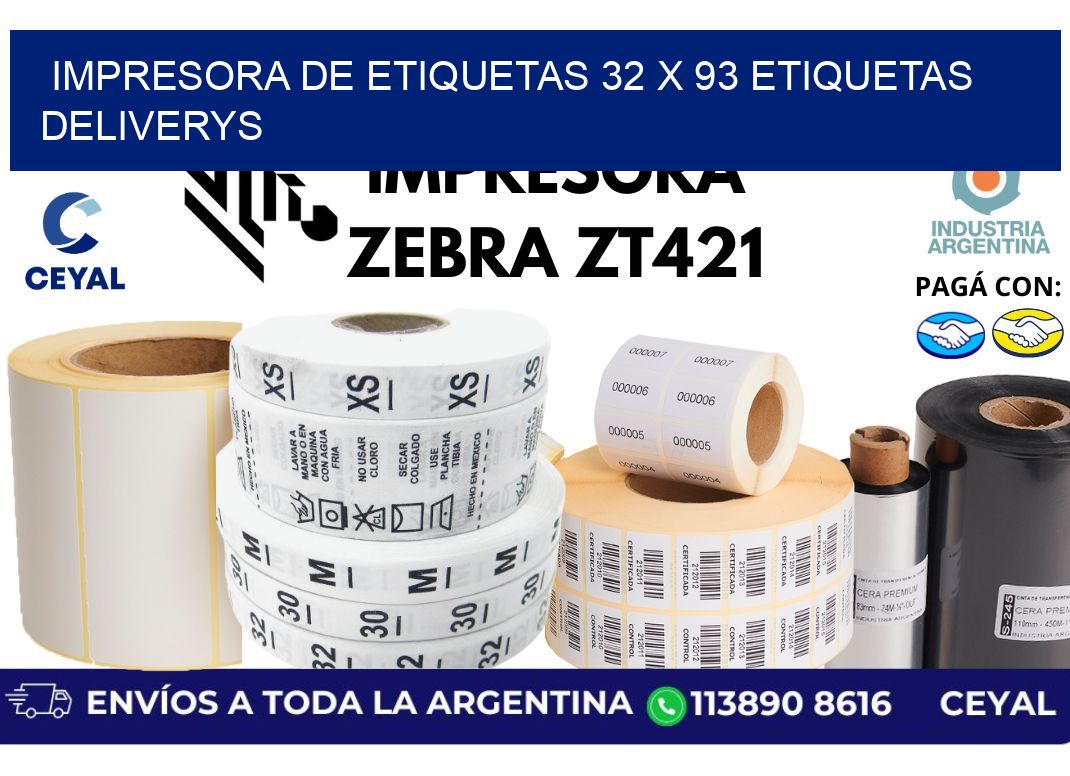 impresora de etiquetas 32 x 93 etiquetas deliverys