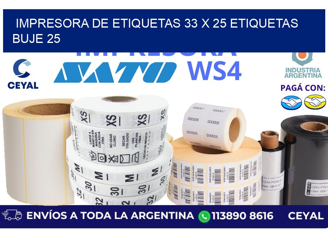 impresora de etiquetas 33 x 25 etiquetas  buje 25