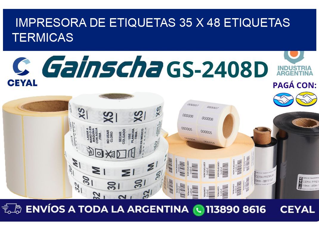 impresora de etiquetas 35 x 48 etiquetas termicas