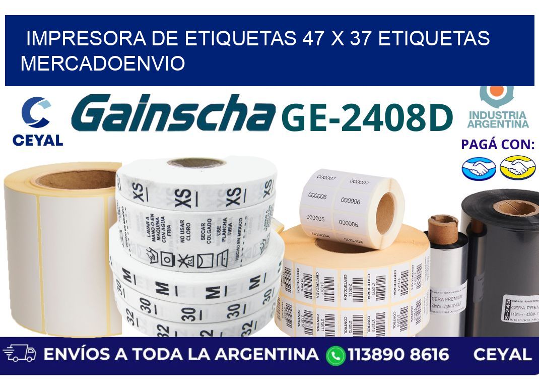 impresora de etiquetas 47 x 37 etiquetas mercadoenvio