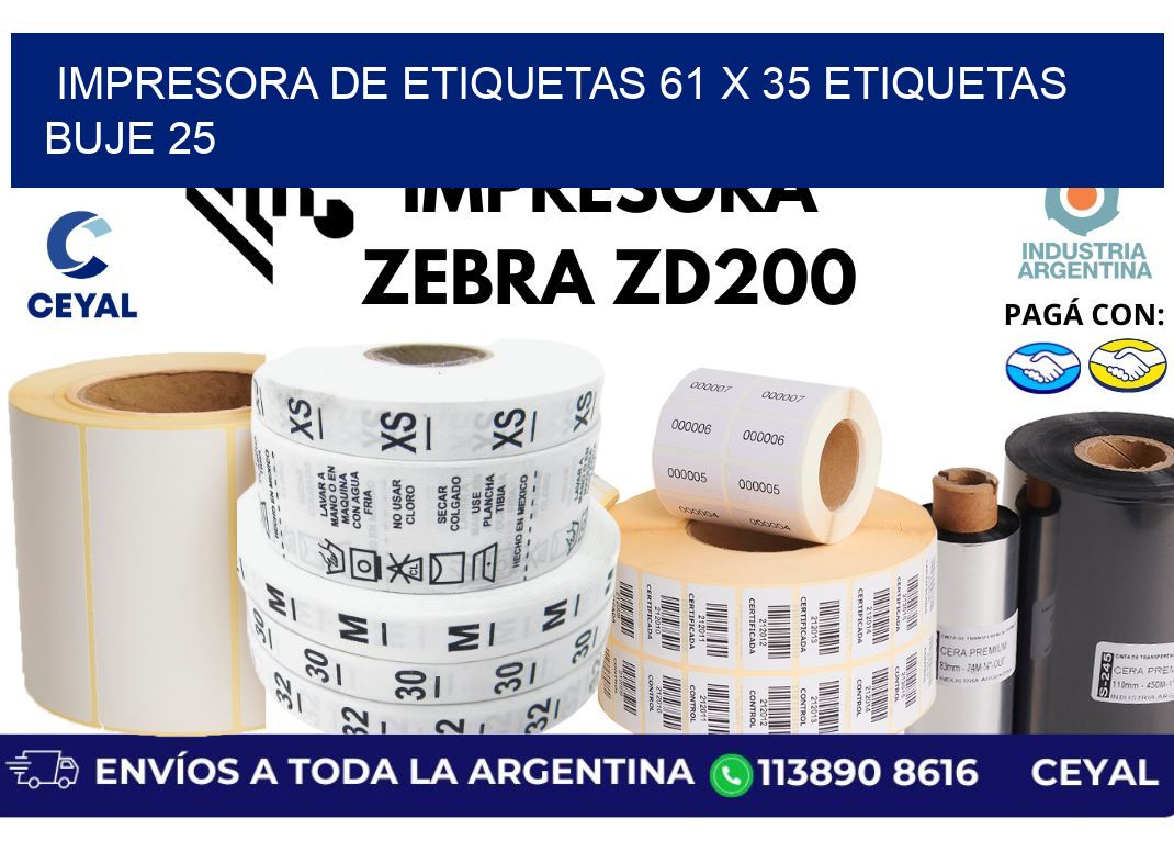 impresora de etiquetas 61 x 35 etiquetas  buje 25