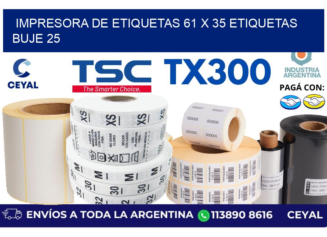 impresora de etiquetas 61 x 35 etiquetas  buje 25