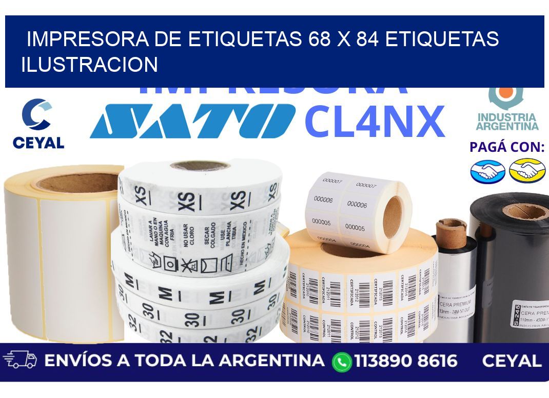impresora de etiquetas 68 x 84 etiquetas ilustracion