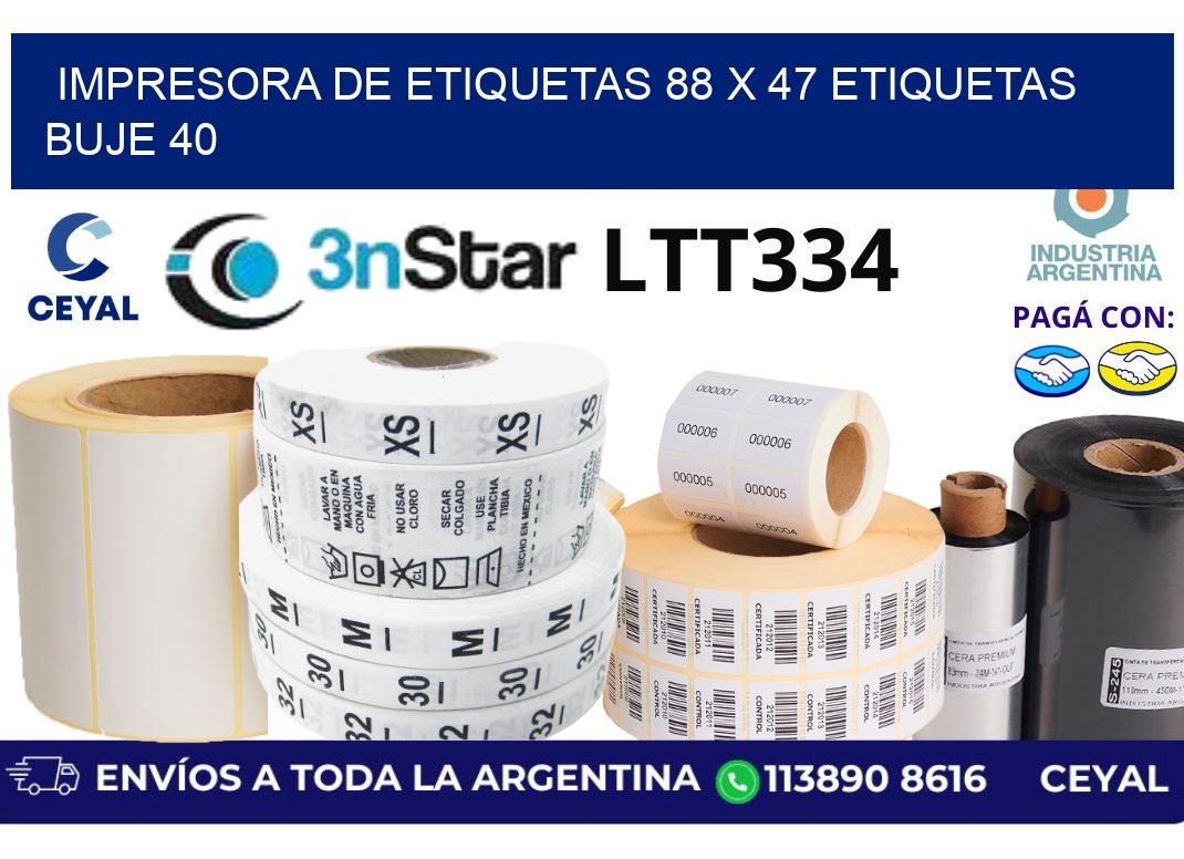 impresora de etiquetas 88 x 47 etiquetas buje 40