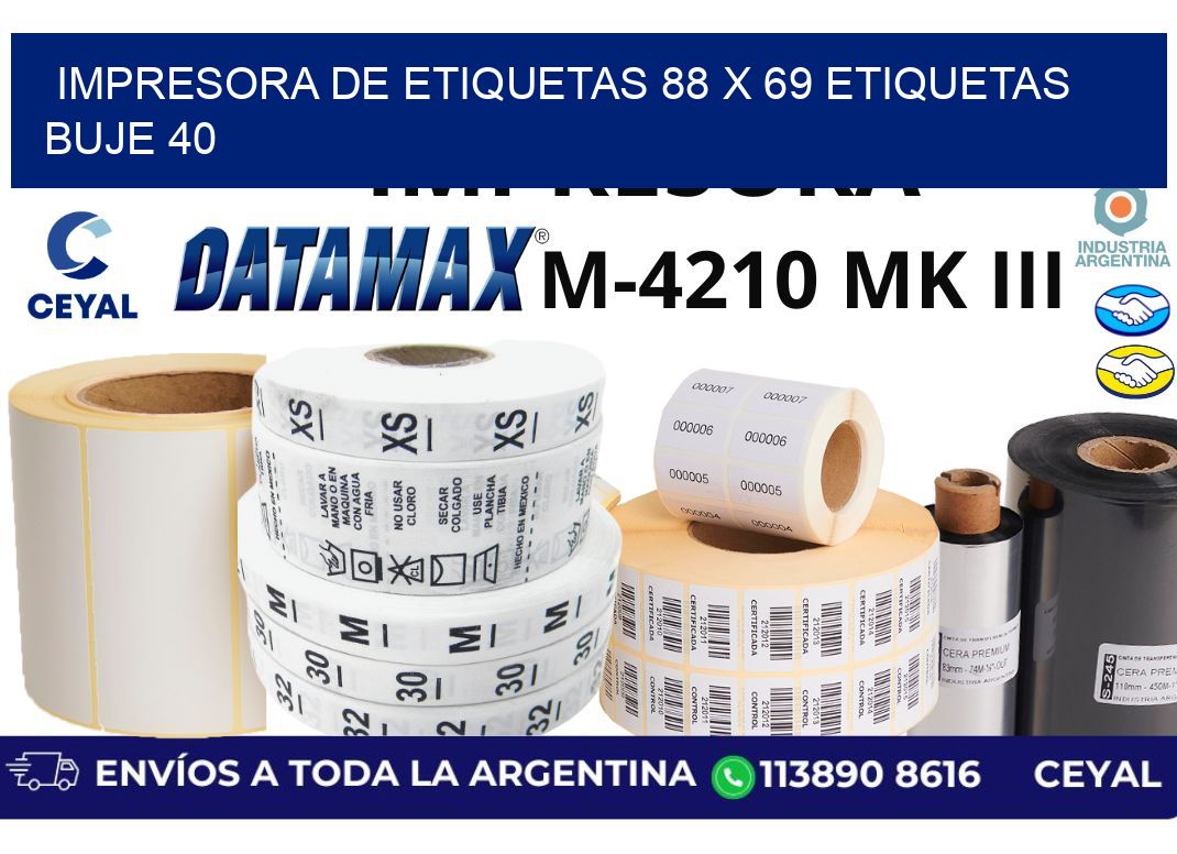 impresora de etiquetas 88 x 69 etiquetas buje 40