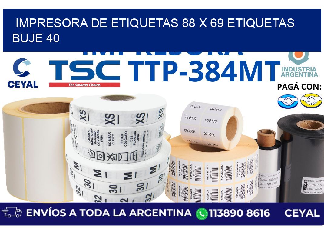 impresora de etiquetas 88 x 69 etiquetas buje 40