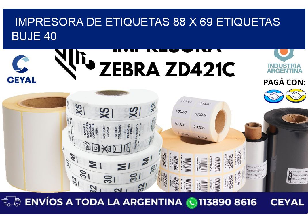 impresora de etiquetas 88 x 69 etiquetas buje 40