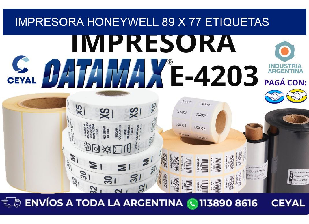 impresora honeywell 89 x 77 etiquetas