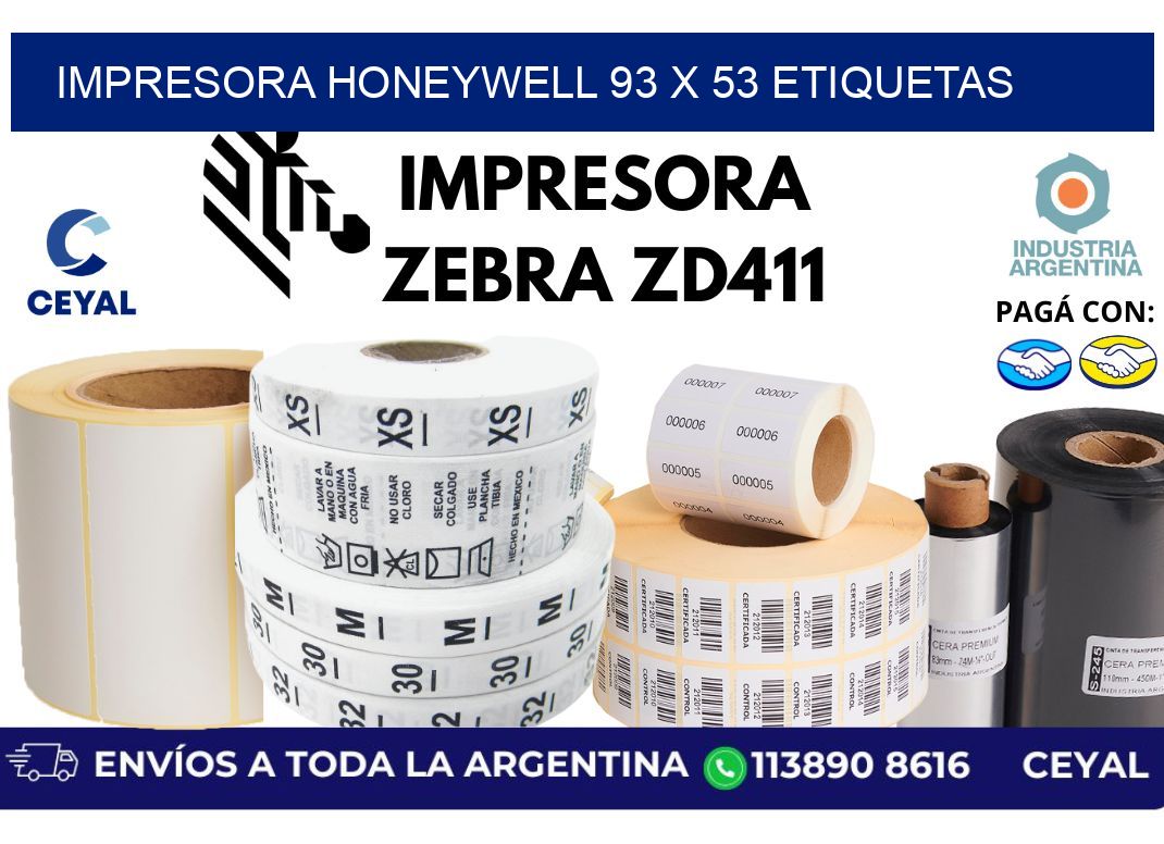 impresora honeywell 93 x 53 etiquetas