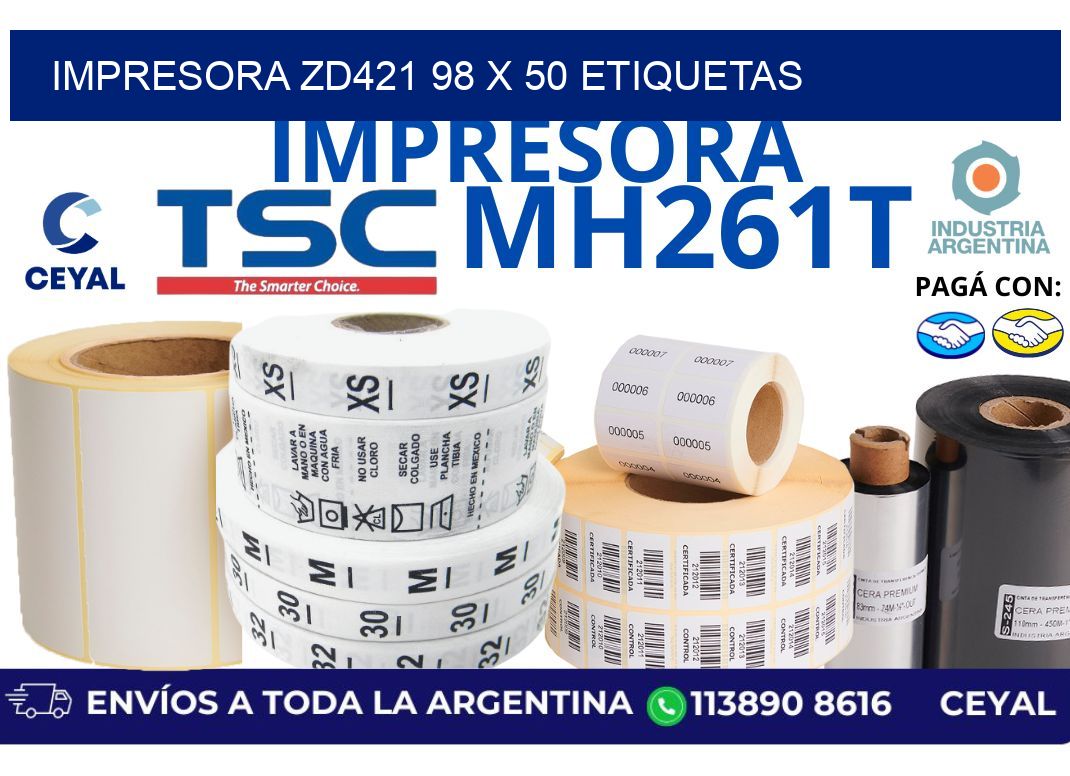 impresora zd421 98 x 50 etiquetas