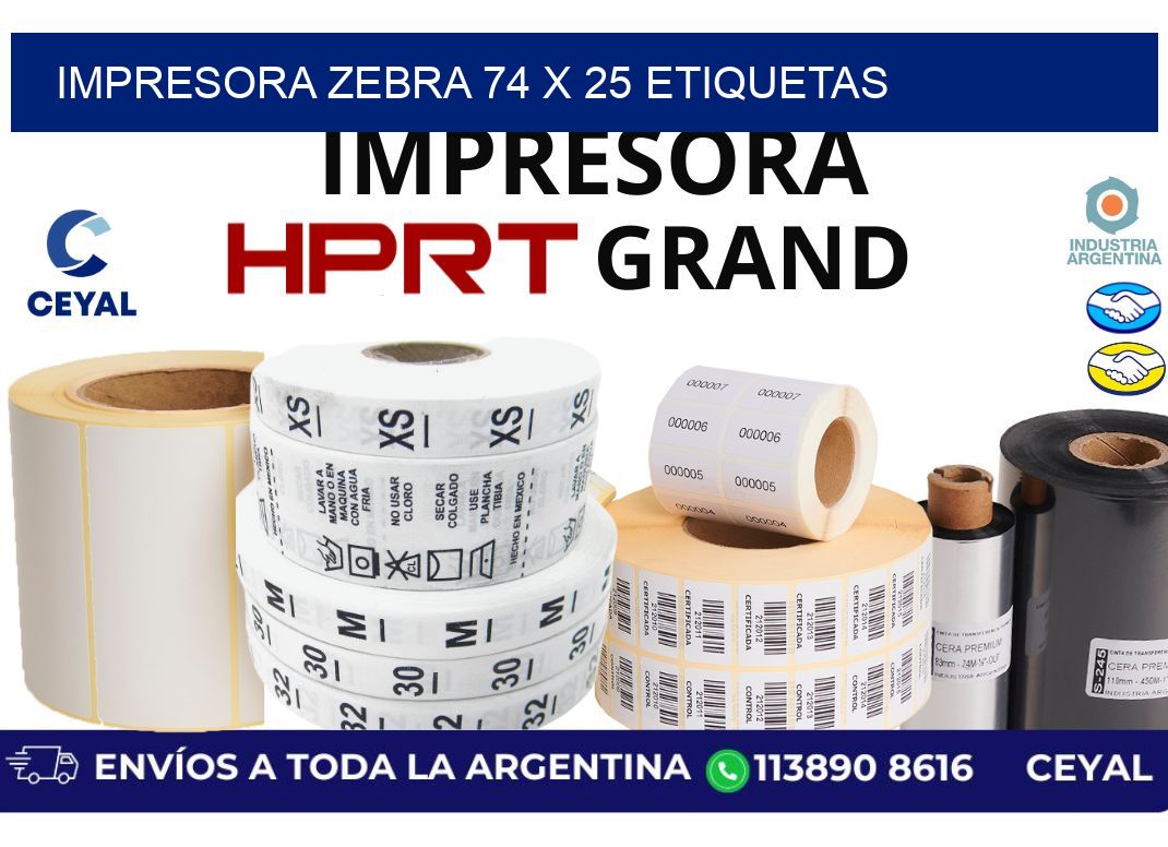 impresora zebra 74 x 25 etiquetas