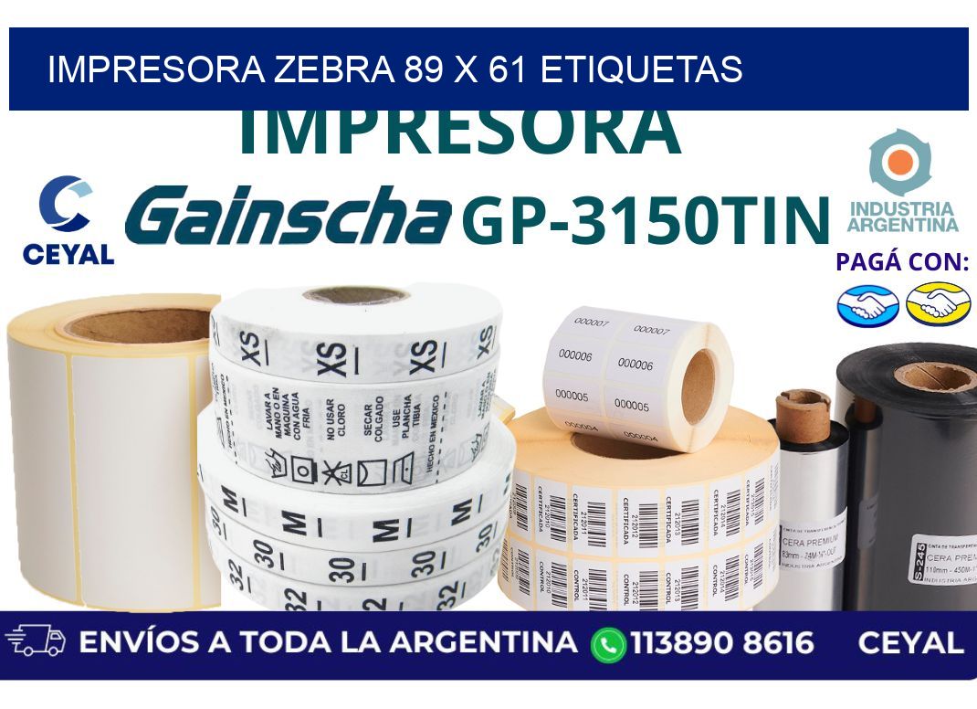 impresora zebra 89 x 61 etiquetas