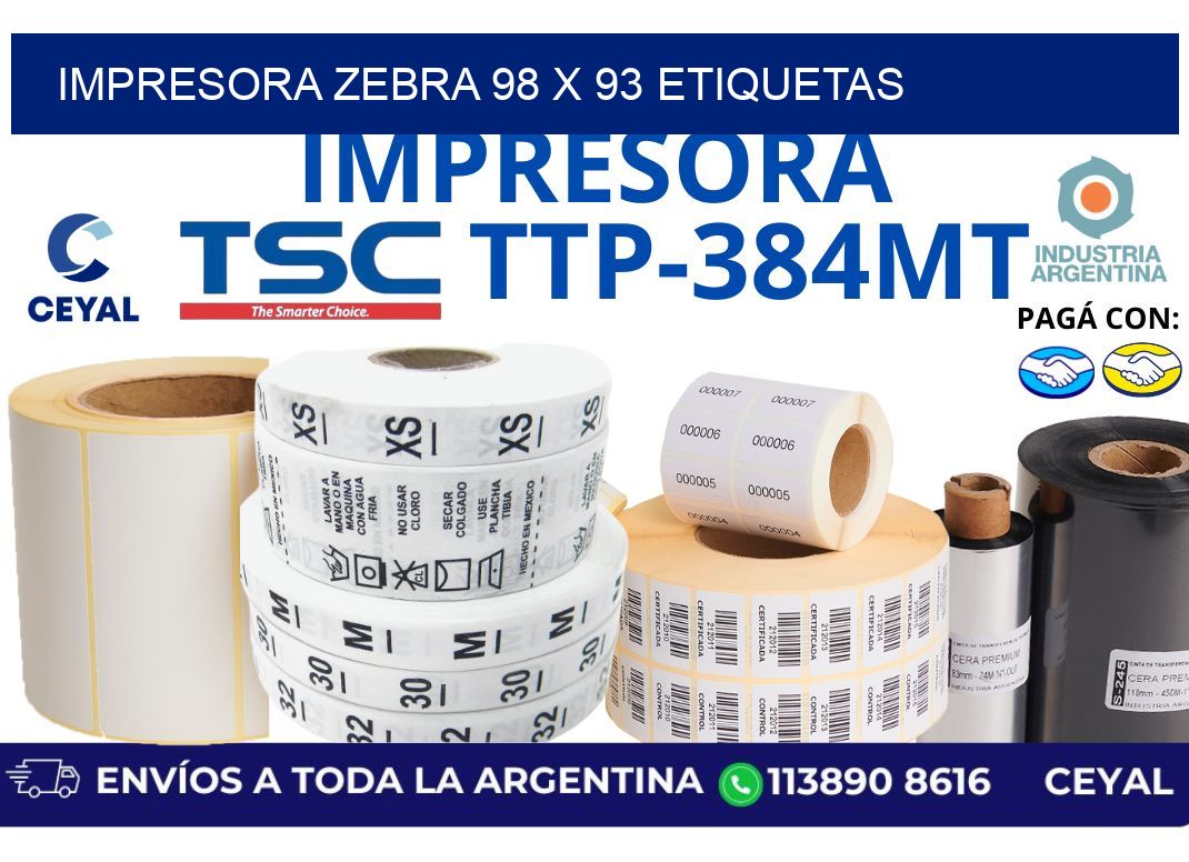 impresora zebra 98 x 93 etiquetas