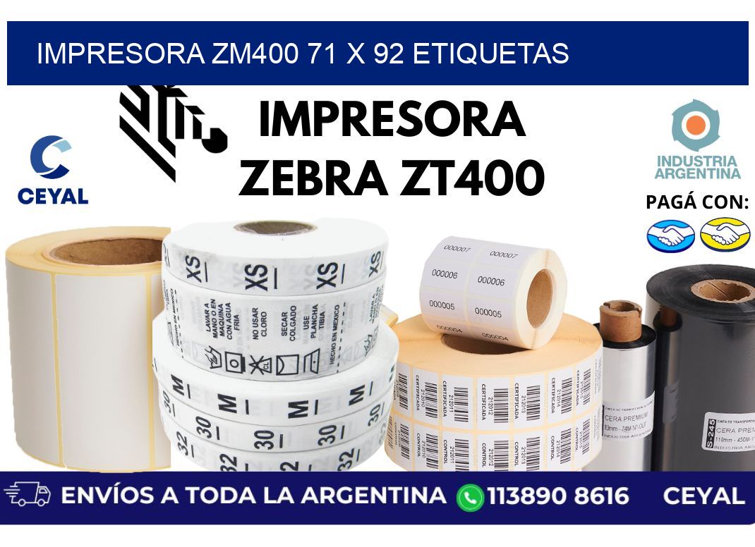 impresora zm400 71 x 92 etiquetas