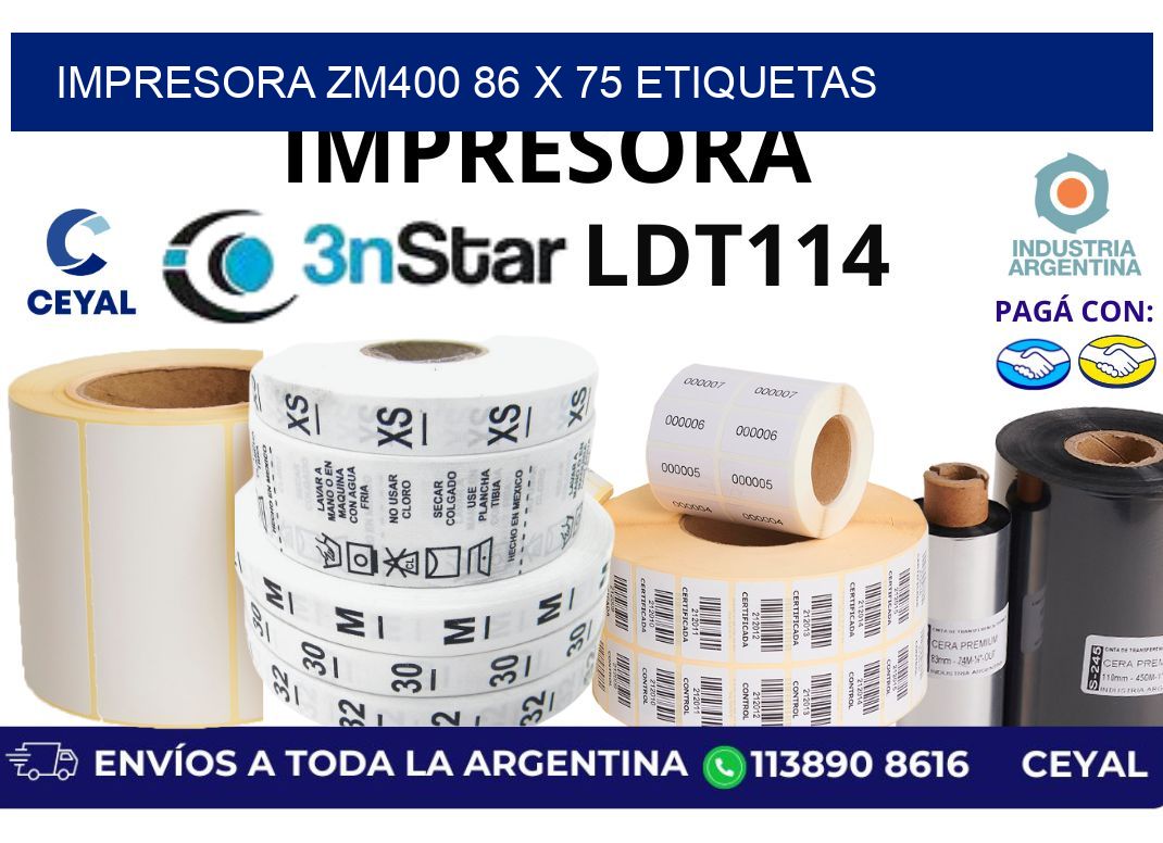 impresora zm400 86 x 75 etiquetas