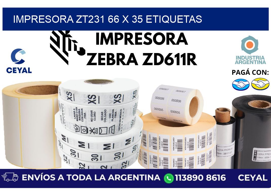 impresora zt231 66 x 35 etiquetas