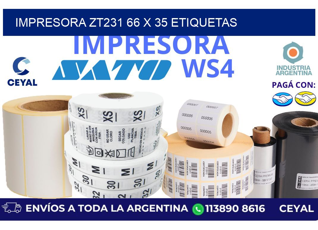 impresora zt231 66 x 35 etiquetas
