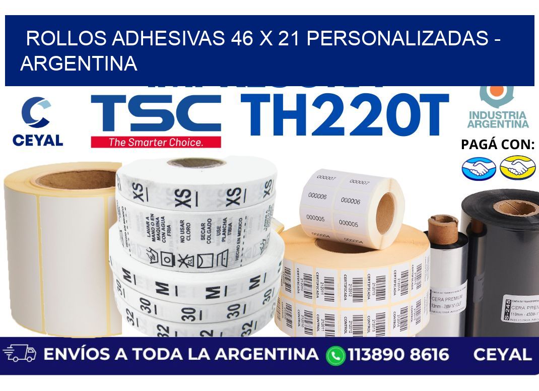 rollos adhesivas 46 x 21 personalizadas - Argentina