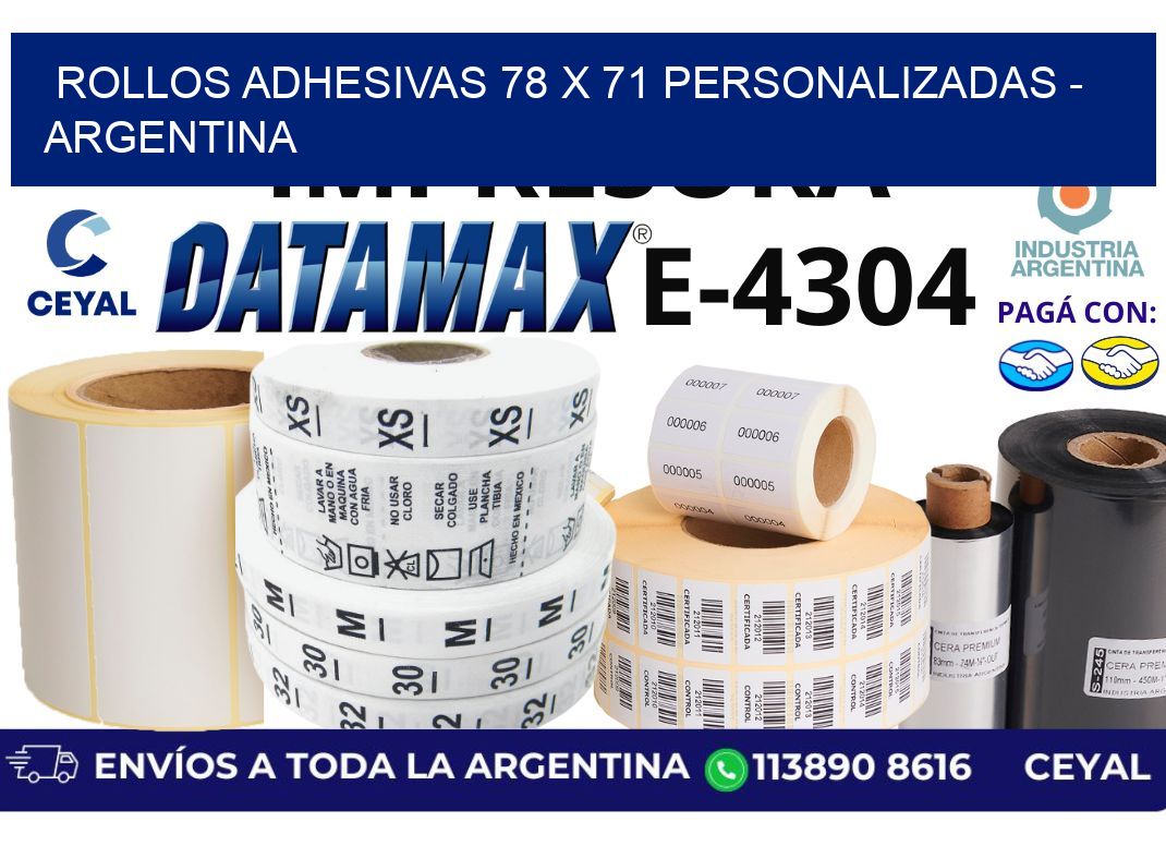 rollos adhesivas 78 x 71 personalizadas - Argentina