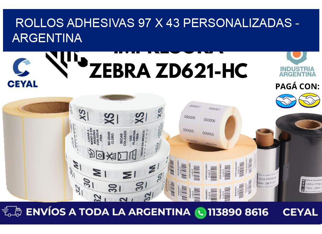 rollos adhesivas 97 x 43 personalizadas - Argentina
