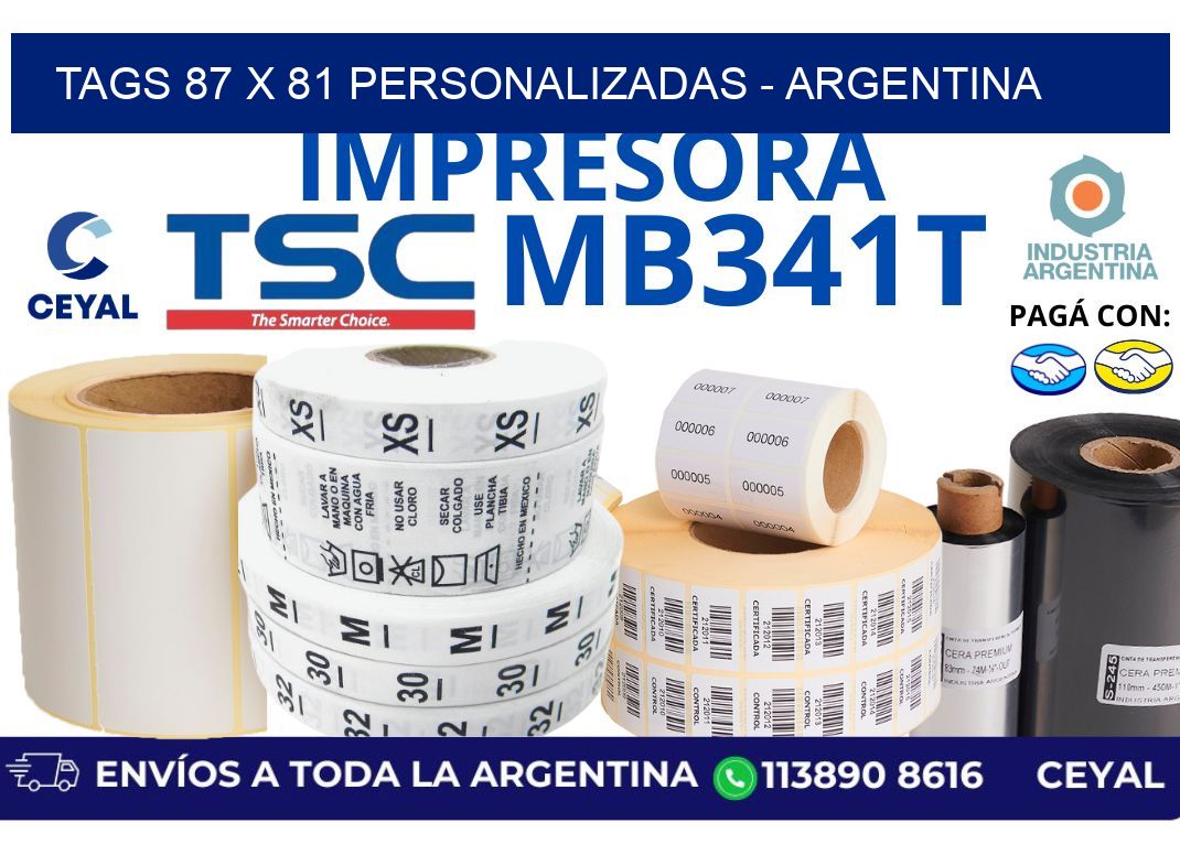 tags 87 x 81 personalizadas – Argentina