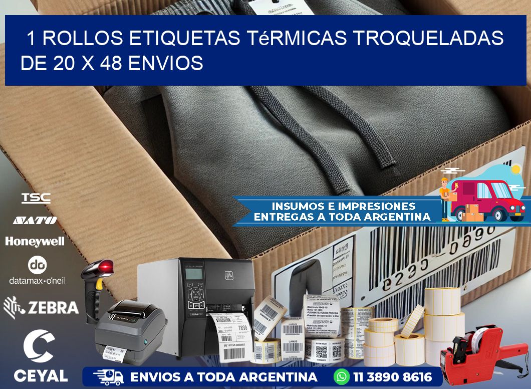 1 Rollos Etiquetas Térmicas Troqueladas De 20 x 48 ENVIOS