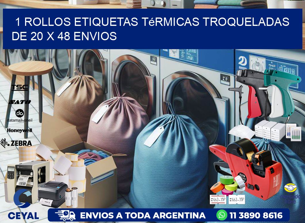 1 Rollos Etiquetas Térmicas Troqueladas De 20 x 48 ENVIOS