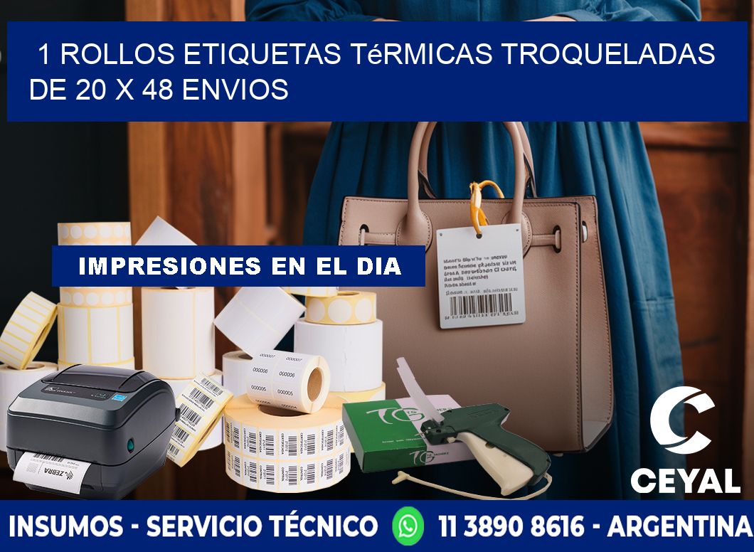 1 Rollos Etiquetas Térmicas Troqueladas De 20 x 48 ENVIOS