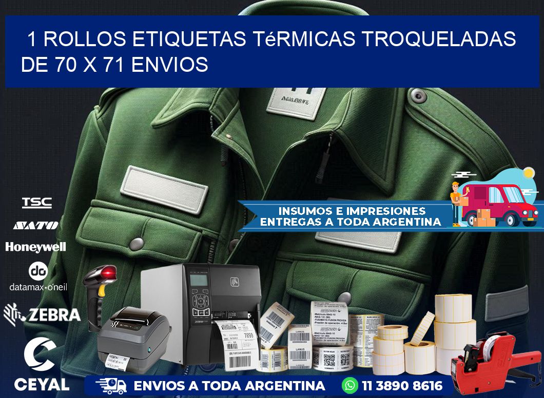 1 Rollos Etiquetas Térmicas Troqueladas De 70 x 71 ENVIOS