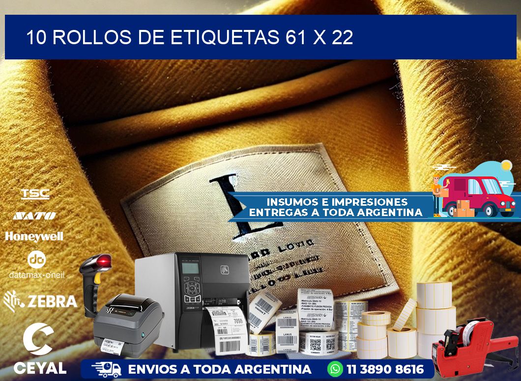 10 ROLLOS DE ETIQUETAS 61 x 22