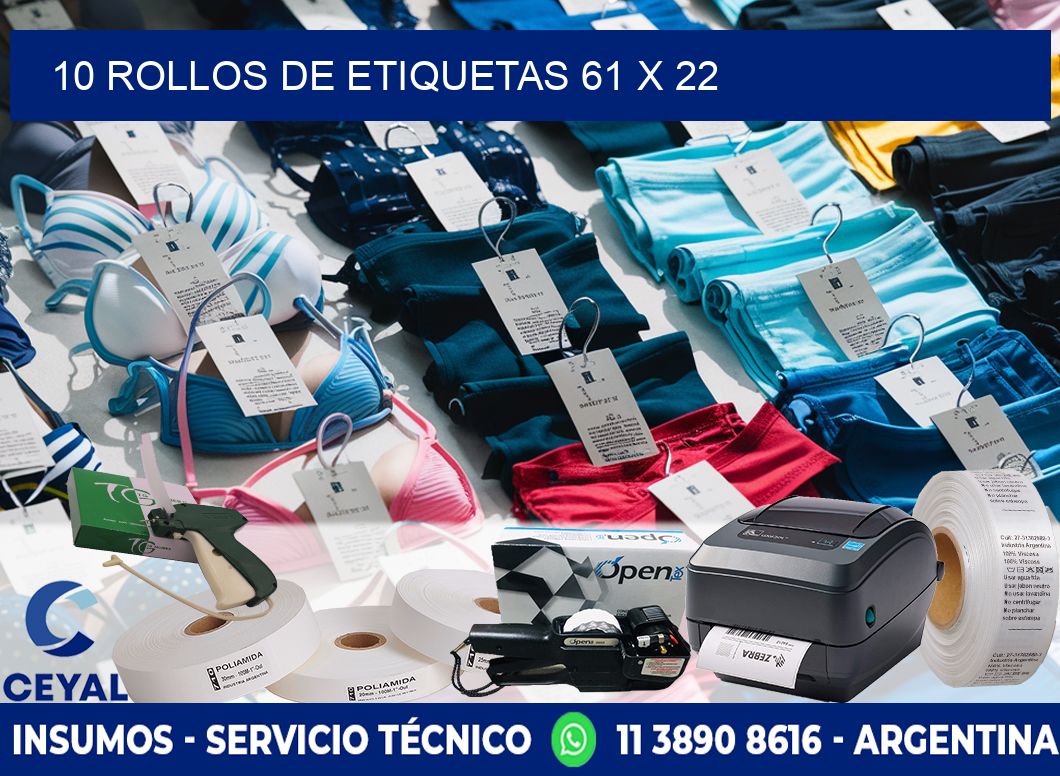 10 ROLLOS DE ETIQUETAS 61 x 22
