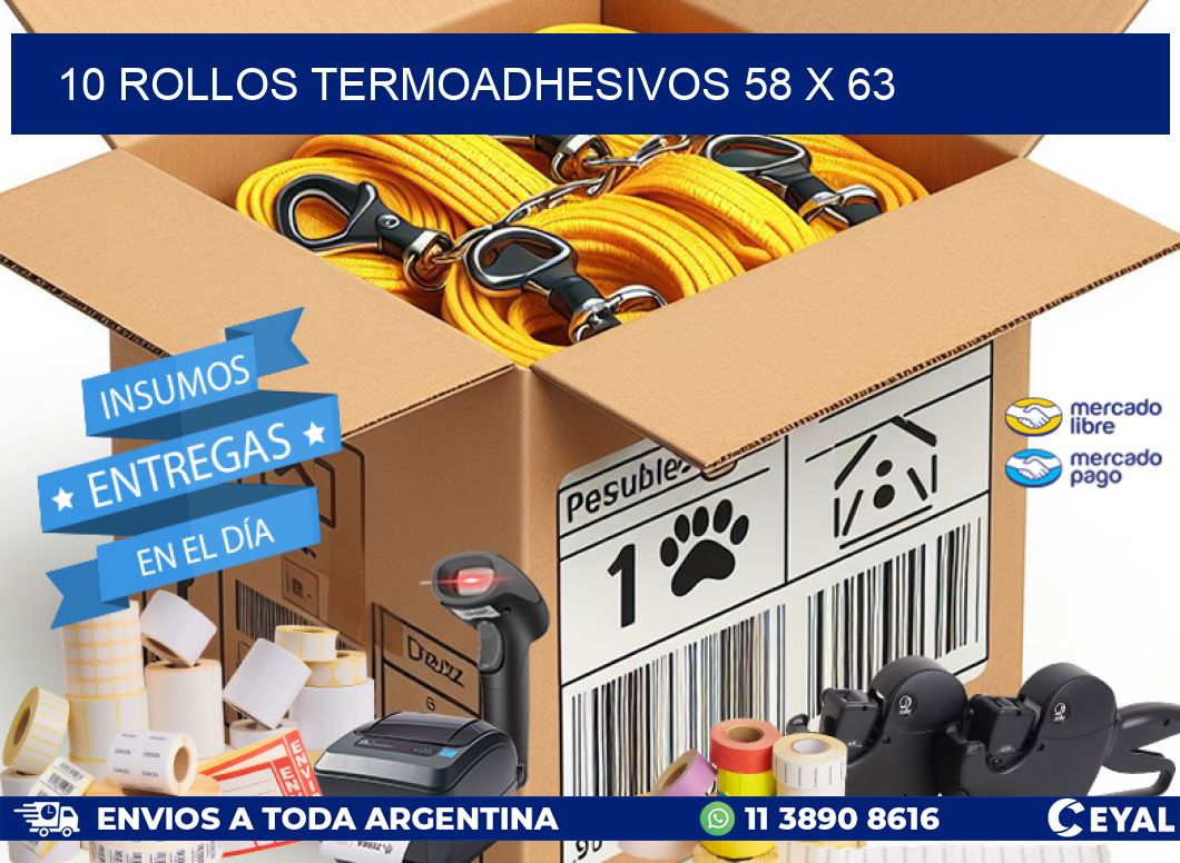 10 ROLLOS TERMOADHESIVOS 58 x 63