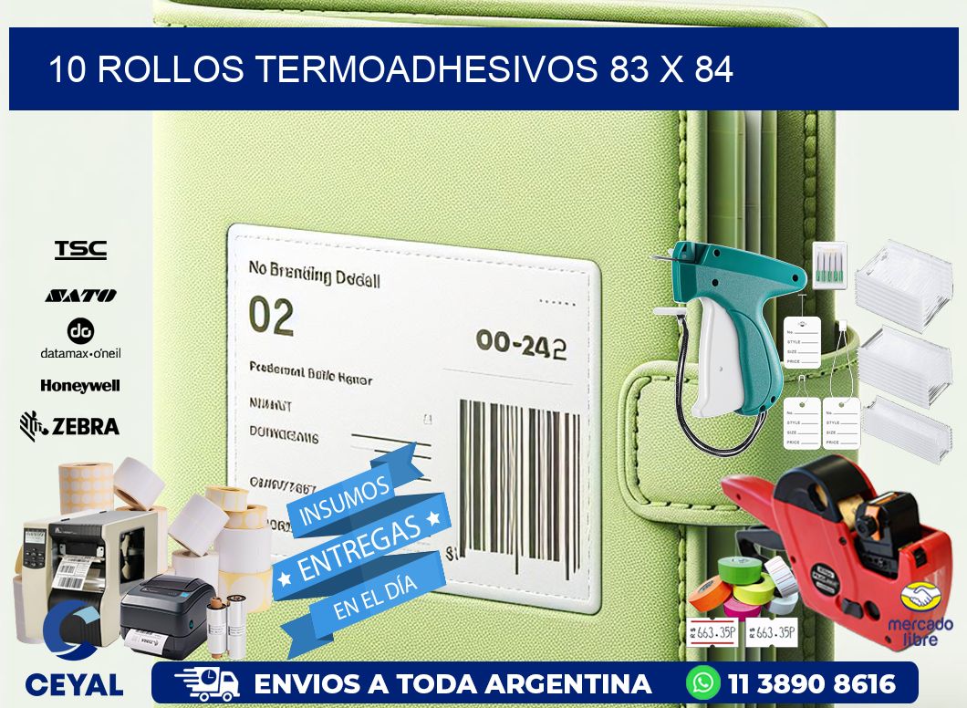 10 ROLLOS TERMOADHESIVOS 83 x 84