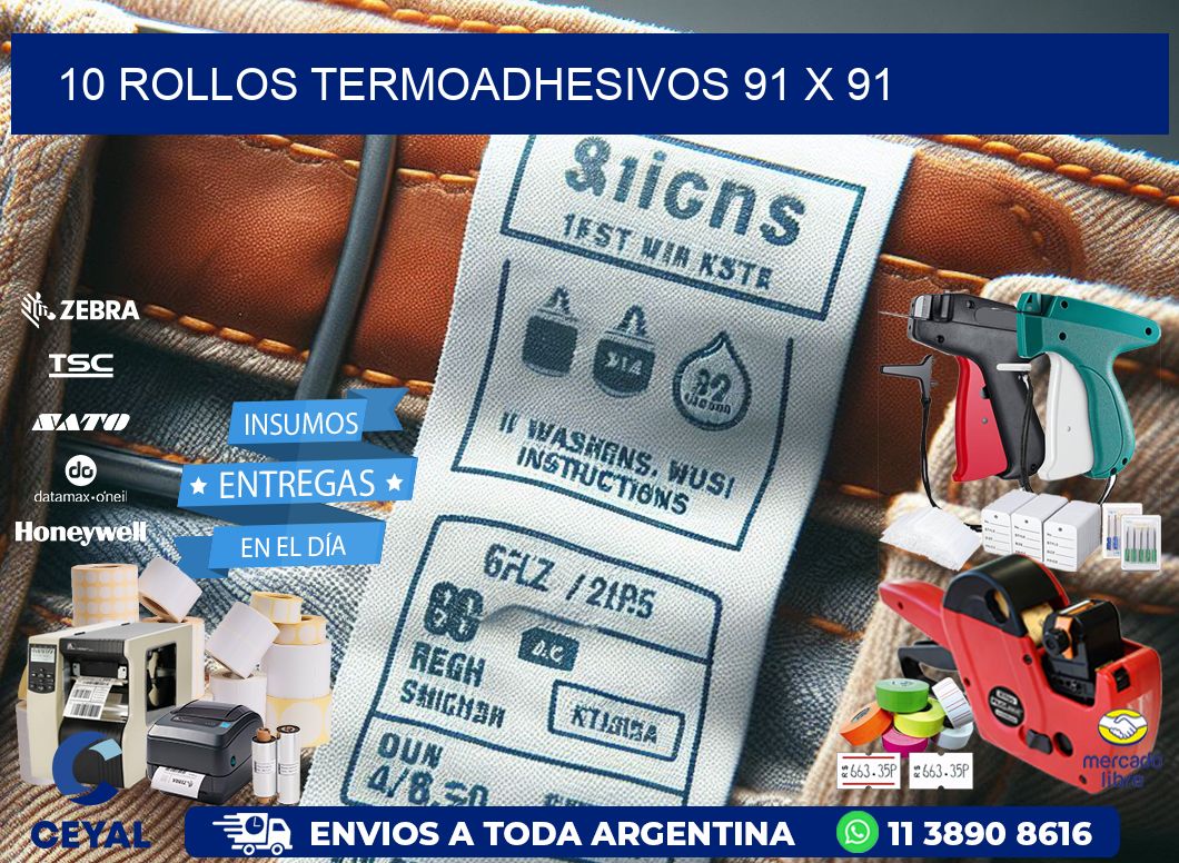 10 ROLLOS TERMOADHESIVOS 91 x 91