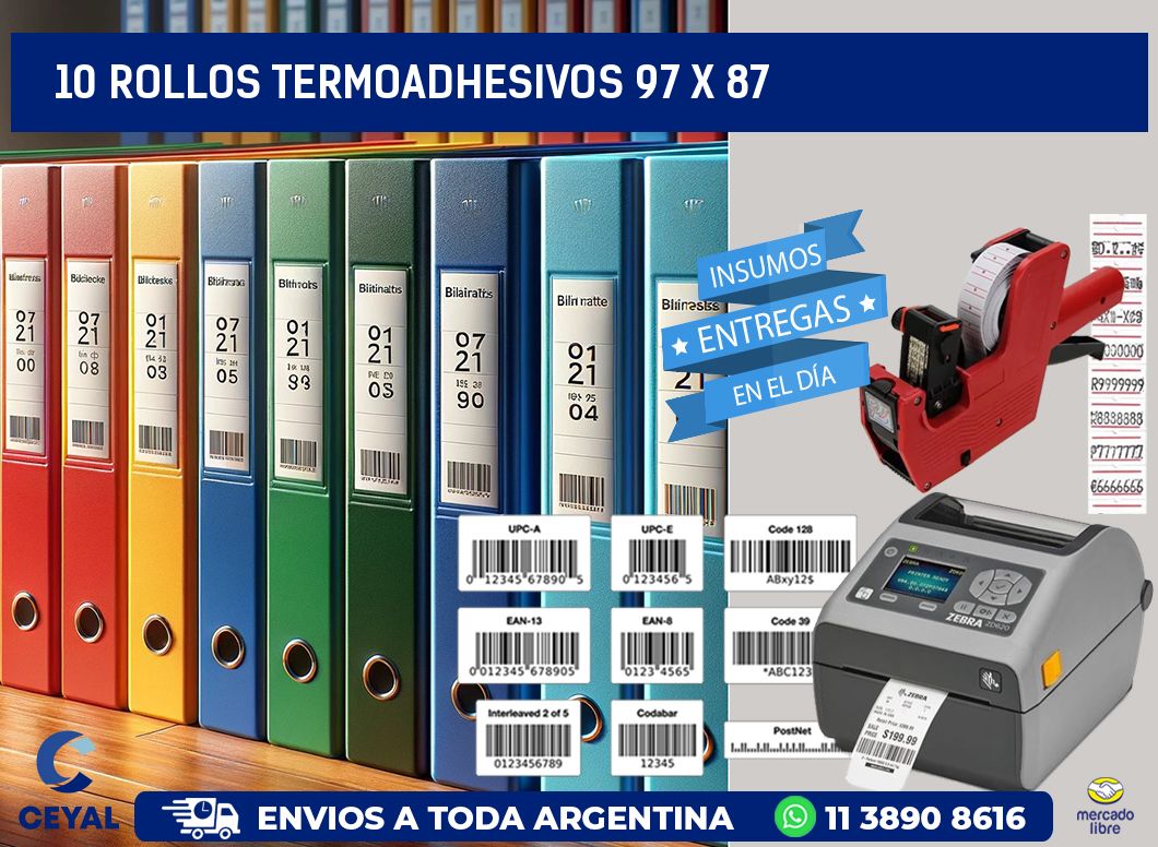 10 ROLLOS TERMOADHESIVOS 97 x 87