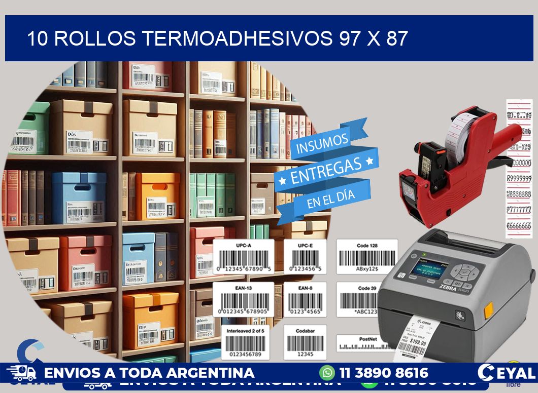 10 ROLLOS TERMOADHESIVOS 97 x 87